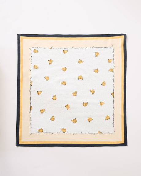 Square Cotton Scarf with Banana Print