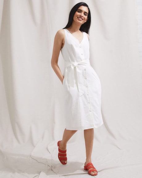 Linen Sleeveless Dress with Removable Sash