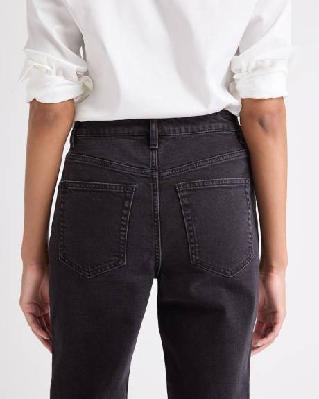Dark Grey High-Rise Straight-Leg Jeans