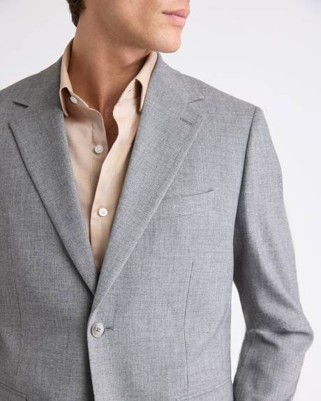 Veston de Complet Hopsack Gris à Coupe Ajustée