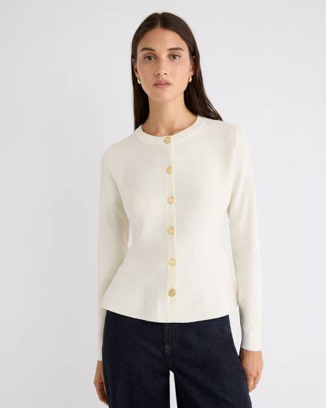 Buttoned-Down Peplum Cardigan