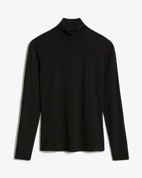 T-Shirt Ajusté à Manches Longues et Col Montant