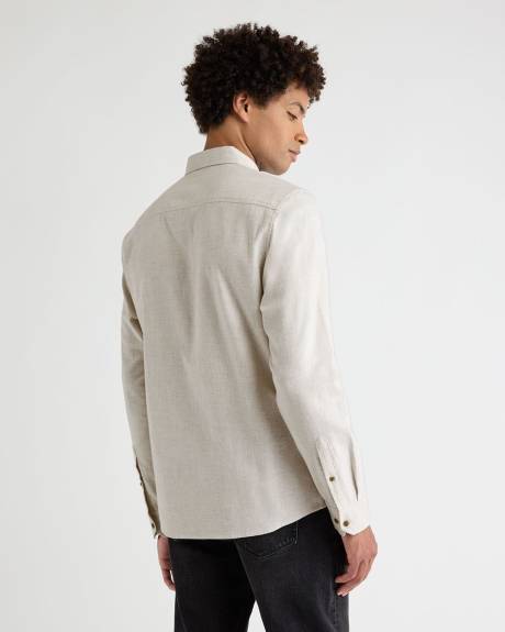 Chemise en Flanelle Unie à Coupe Étroite