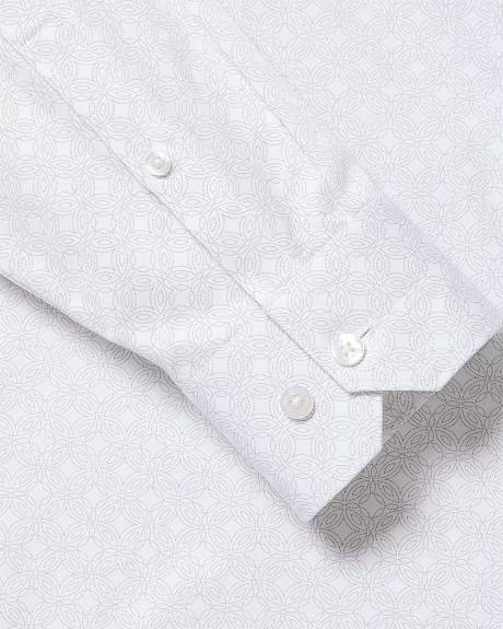 Tailored-Fit Dress Shirt with Micro Geo Print