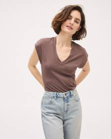 T-Shirt Classique à Manches Courtes et Col V