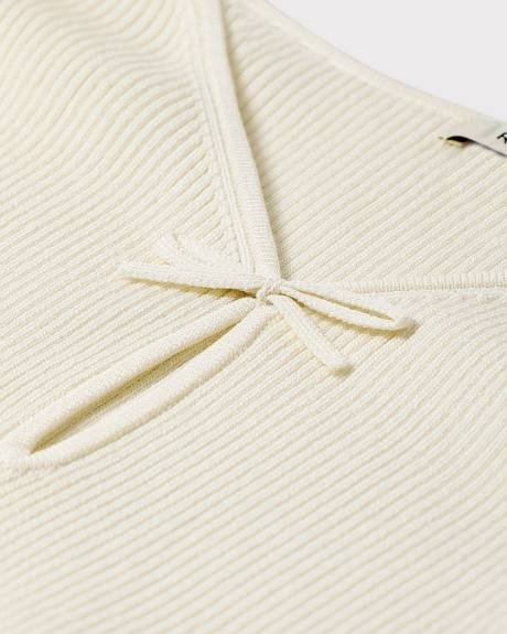 Haut Côtelé à Manches Longues et Col V