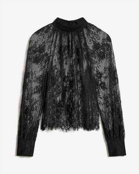 Blouse Popover en Dentelle à Manches Longues