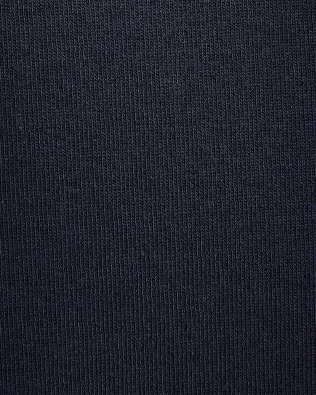 T-Shirt Ajusté à Manches aux Coudes et Col Rond