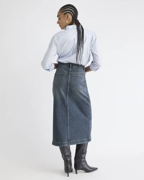 Jupe Midi Évasée en Denim à Délavé Moyen