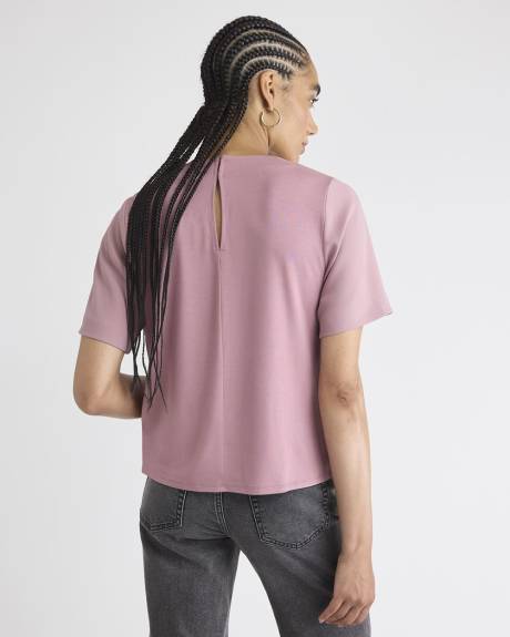 Blouse Bimatière à Manches Courtes et Col Rond