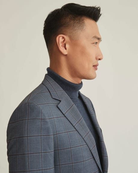 Slim Fit Medium Blue Windowpane Suit Blazer