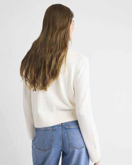Cropped Boxy Merino-Blend Cardigan with Pockets