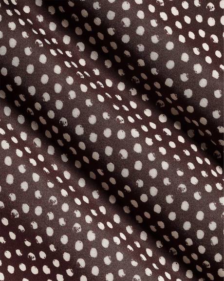 Short-Sleeve Buttoned-Down Dotted Satin Blouse