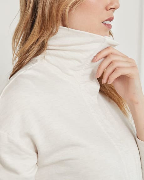 Heathered Long Sleeve Fleece with Shirt Collar