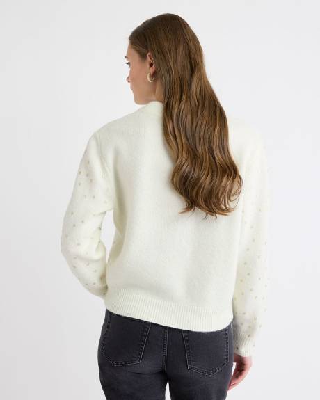 Wool-Blend Long-Sleeve Crew-Neck Sweater with Metallic Dots