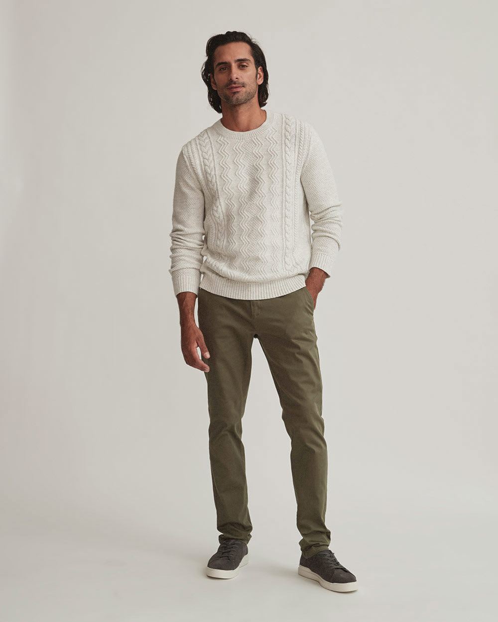 Essential Crew-Neck Cable-Knit Sweater