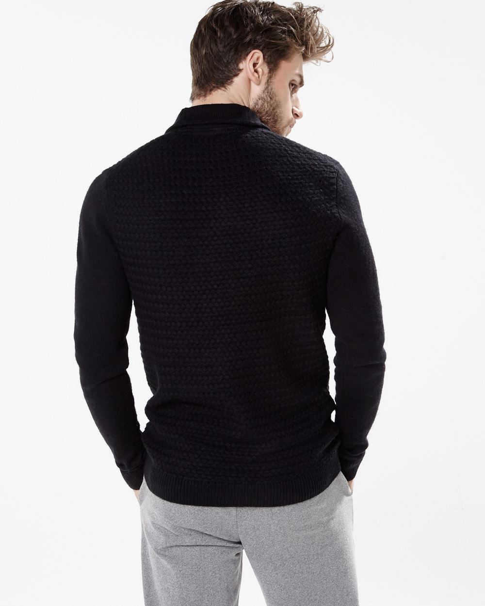 Textured shawl collar sweater | RW&CO.