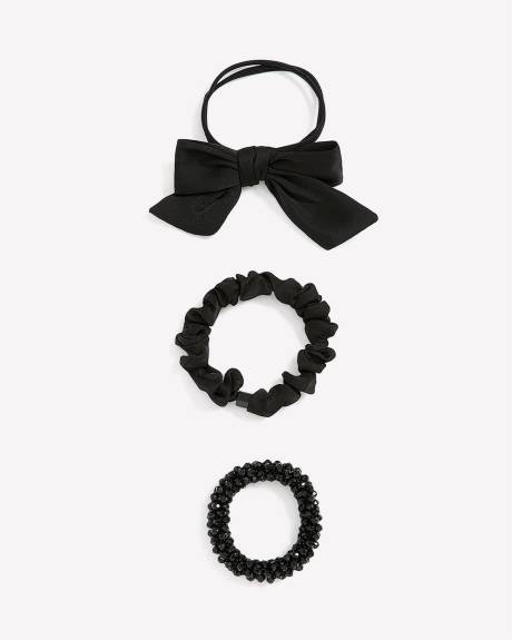Élastiques à Cheveux avec Boucle en Satin - Ensemble de 3