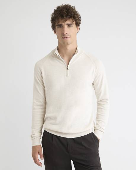 Long-Sleeve Half-Zip Mock-Neck Sweater