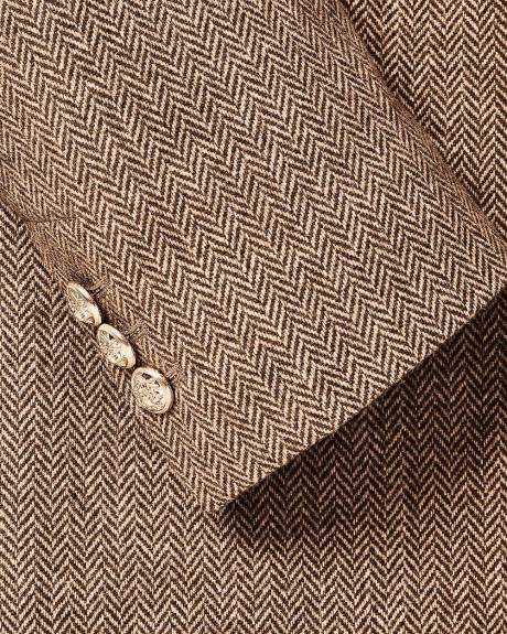 Veston Ample en Laine à Chebvrons à Un Bouton