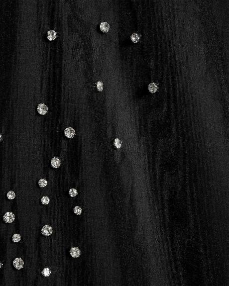 Long-Sleeve Buttoned-Down Blouse with Rhinestones