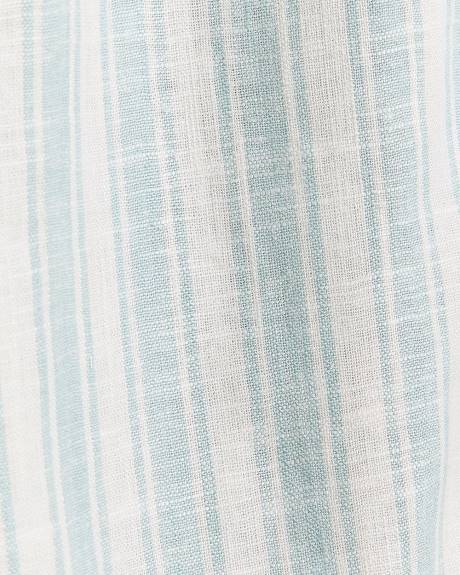 Blouse en Mélange de Lin à Manches Courtes avec Ceinture Amovible