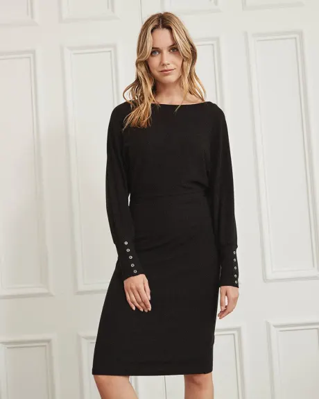 Long Dolman Sleeve Dress with Fitted Waist