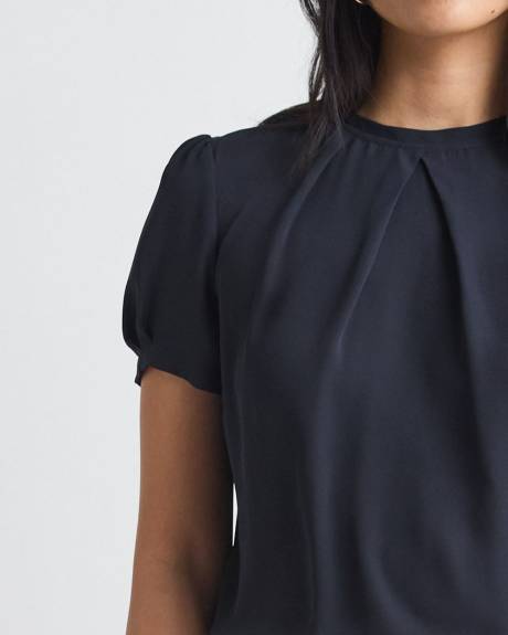 Blouse Bimatière à Manches Courtes et Col Rond