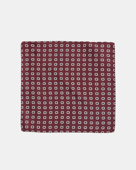 Burgundy Handkerchief with Square Pattern
