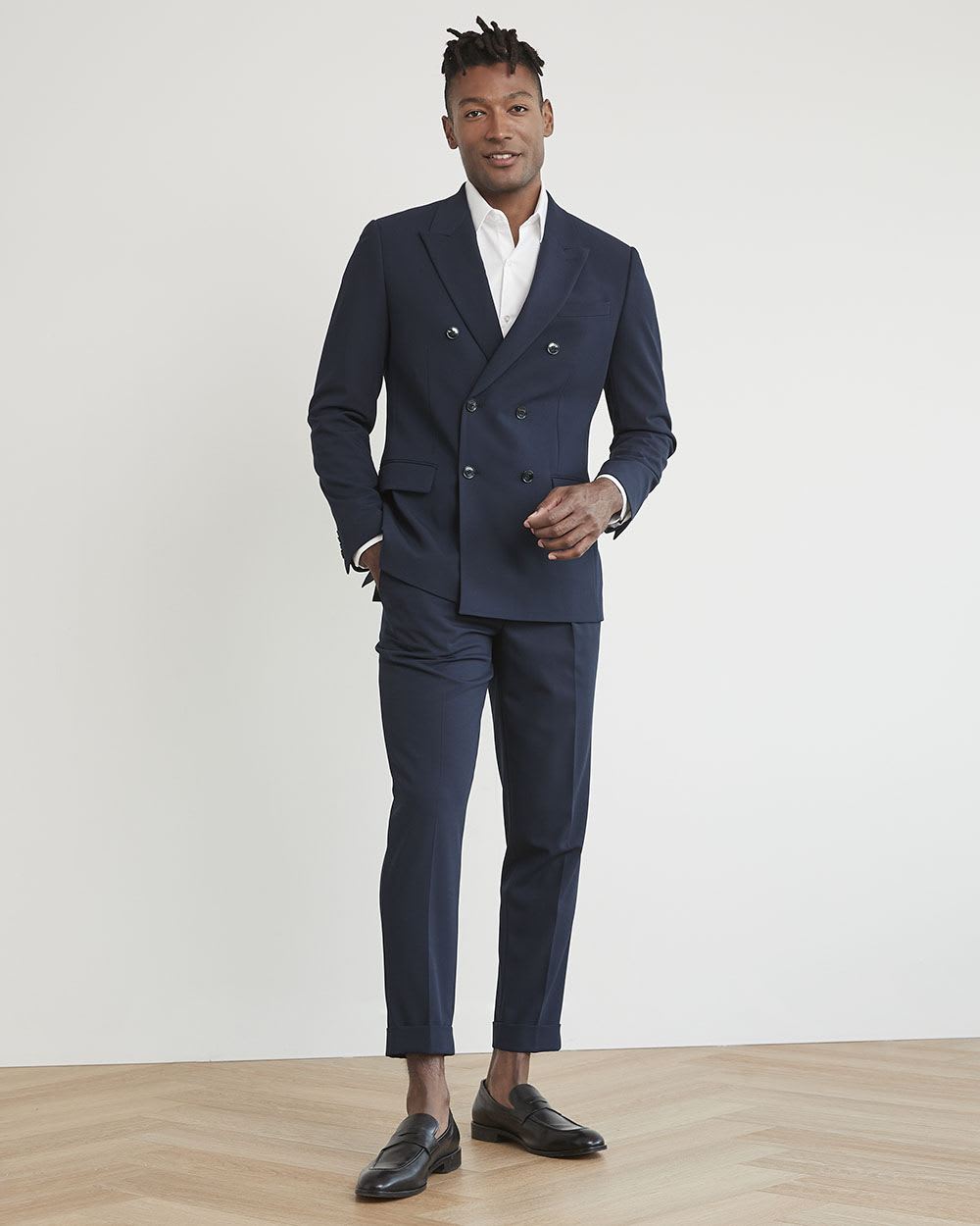 Pleated Solid Tapered-Leg Suit Pant | RW&CO.