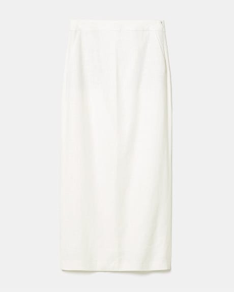 High-Rise Straight Linen-Blend Maxi Skirt
