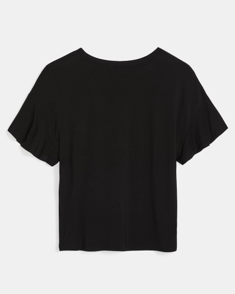 Basic Flutter Sleeve V-Neck T-Shirt