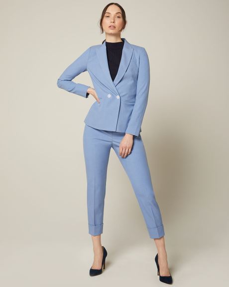 Heather blue fitted double-breasted blazer