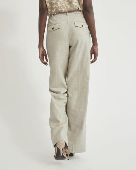 Two Tone Beige Mid-Rise Wide Leg Pant - 33"