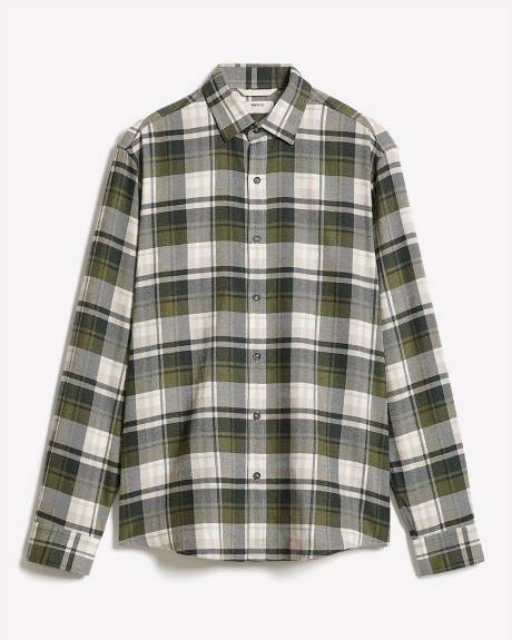 Chemise Carreautée Verte à Coupe Régulière en Flanelle