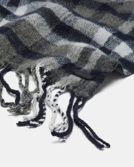 Woven Navy Plaid Scarf