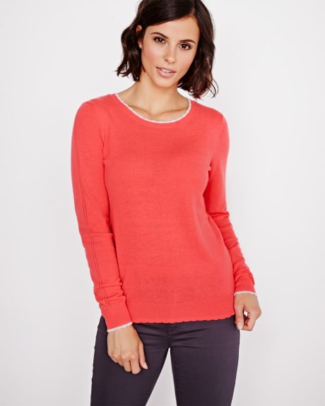 Cashmere-like Sweater with scalloped details | RW&CO.