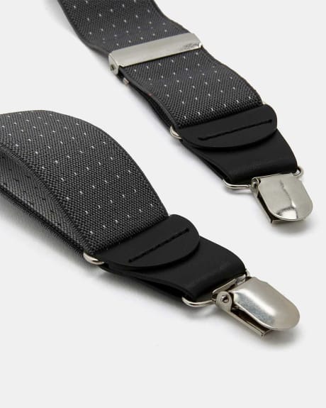 Dotted Grey Elastic Suspenders