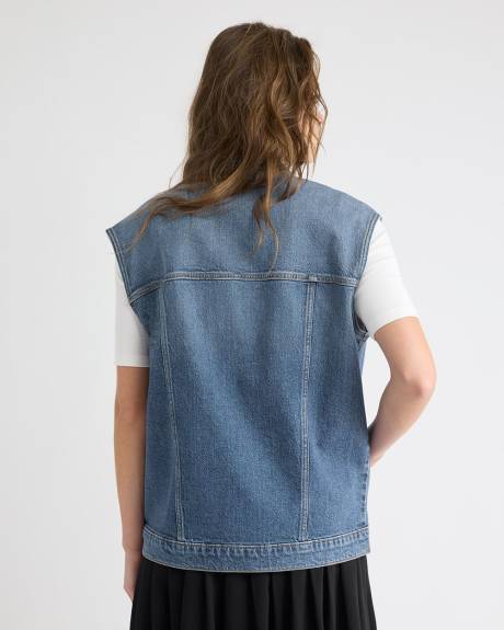 Veste Sans Manches Ample en Denim