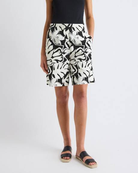 Bermuda en Lin &agrave; Taille Haute