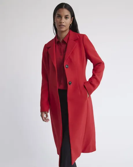 Long Fitted 2-Button Twill Coat
