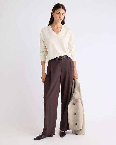 Merino Wool V-Neck Drop Shoulder Sweater