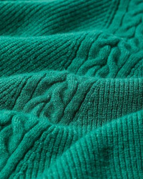 Pull Côtelé à Col Montant et Manches Longues