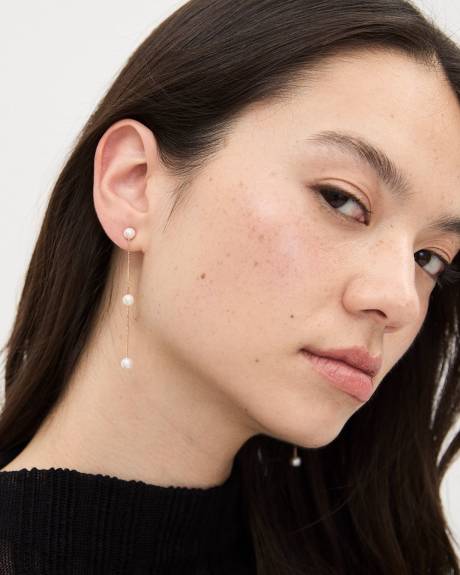 Boucles d'Oreilles Dor&eacute;es avec Perles d'Eau Douce