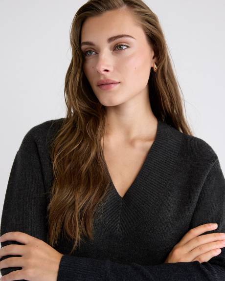 Robe Courte à Manches Longues et Col V