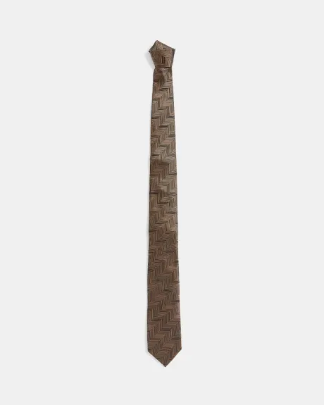 Cravate Régulière Texturée Brune