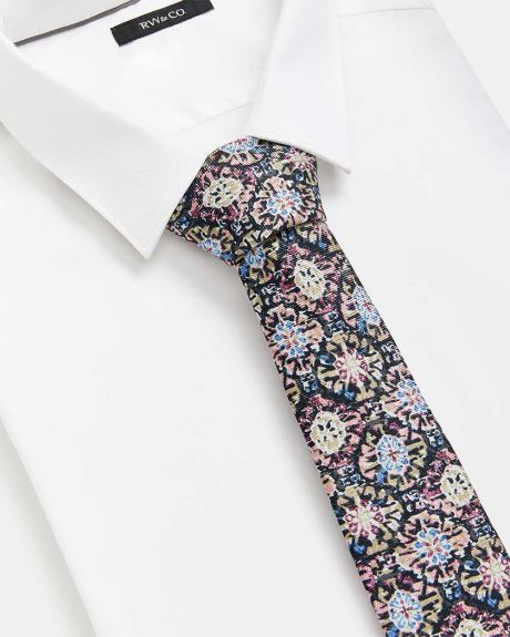 Cravate Étroite à Motif Mosaïque Colorée