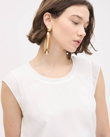 Blouse à Manches Très Courtes et Col Rond