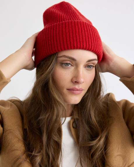 Wool-Blend Ribbed Beanie