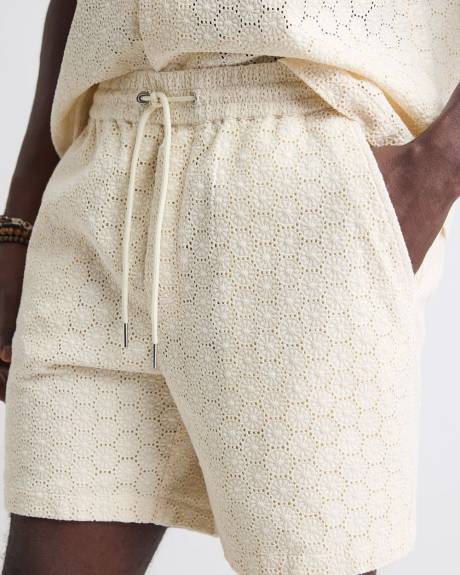 Embroidered Short with Elastic Waistband